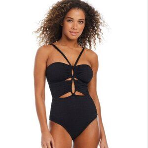 Bar III Women's Pucker Up Keyhole One-Piece Swimsuit Size L